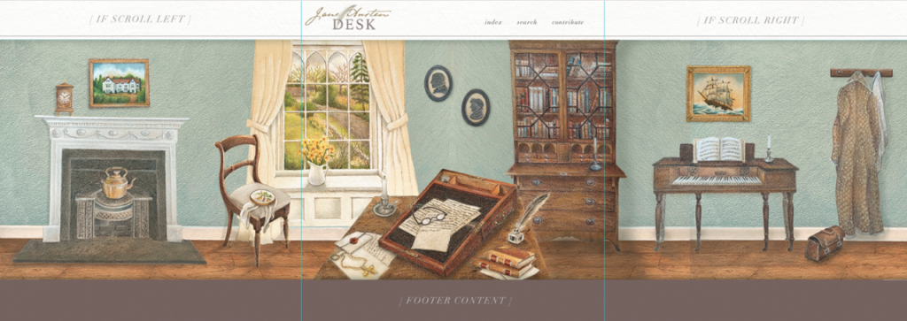 An illustration of Jane Austen’s writing room for the project “Jane Austen’s Desk,” which is supported by the National Endowment for the Humanities.